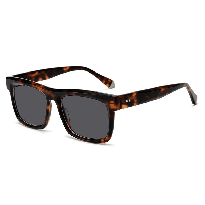 Retro Handmade Large Square Acetate Sunglasses with demi color