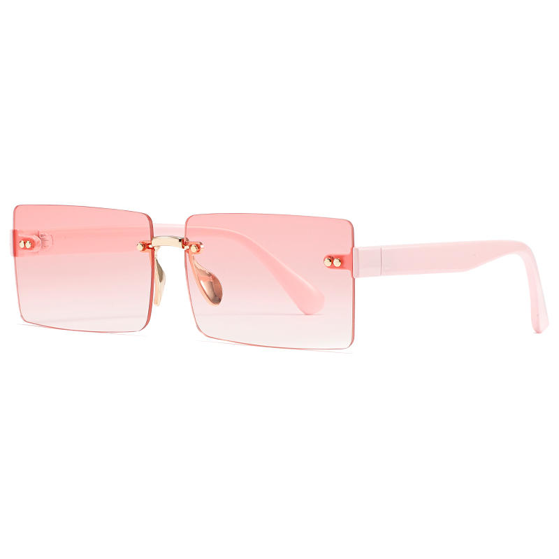 pink Semi-Rimless Square Sunglasses