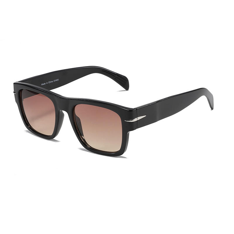 Big square men's plastic sunglasses with brown lens
