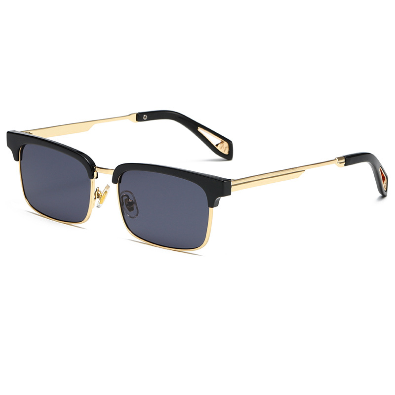 Classic Small shape mens metal sunglasses with grey lens