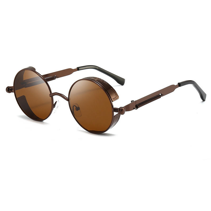 Brown Frame Round Steampunk sunglasses metal