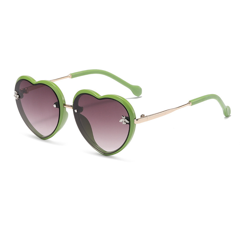 Heart shape with bee logo sunglasses for young boys girls