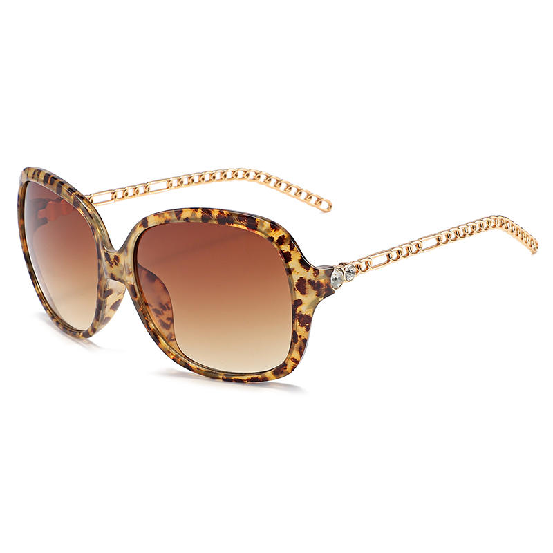 Demi frame with metal chain link temples women sunglasses