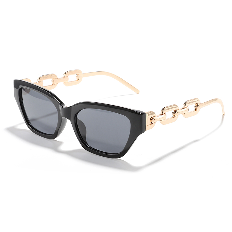 Black frame Fried dough twist metal temples sunglasses