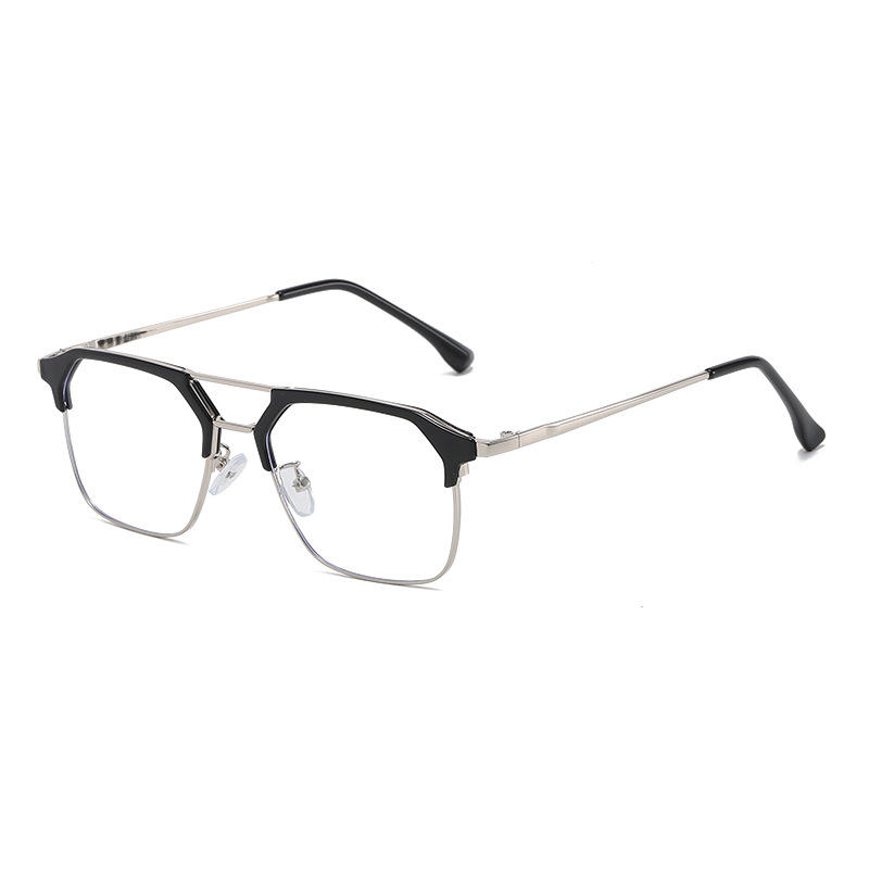 Protected eyes blocking glare with double bridge metal glasses frame