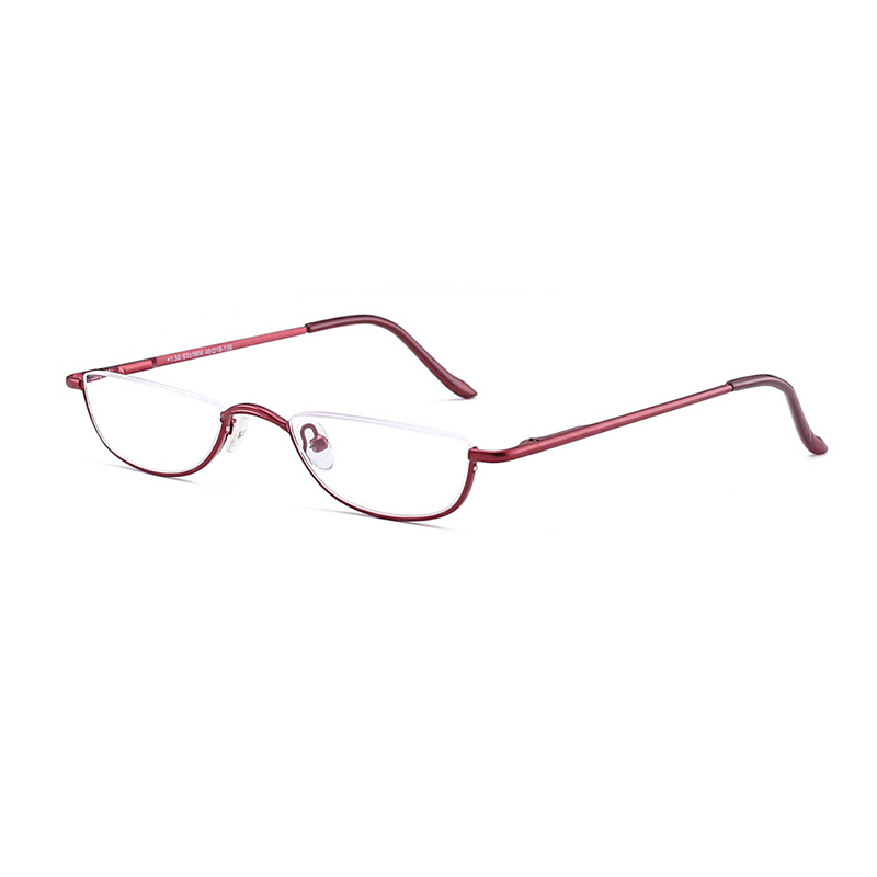 Spring Hinge Red Half Frame Reading Glasses Holder