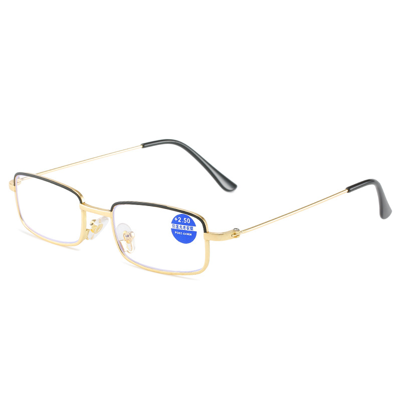 Golden metal frame reading glasses for men
