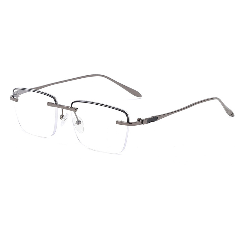 Half rimless metal frame prescription glasses