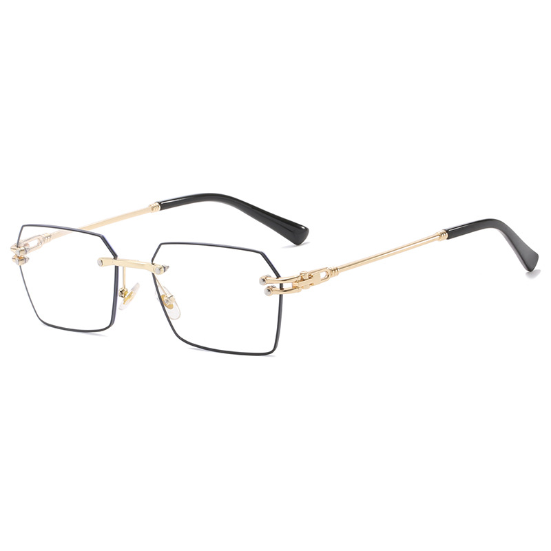 rhombus shape metal reader eyeglasses frame
