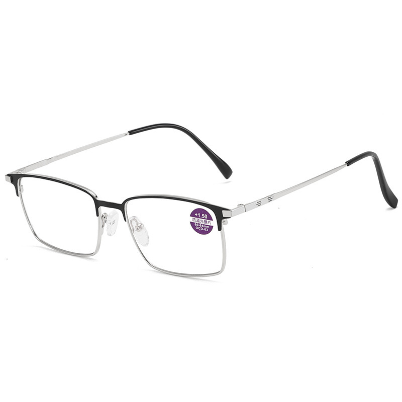 Sliver reader glasses metal frames