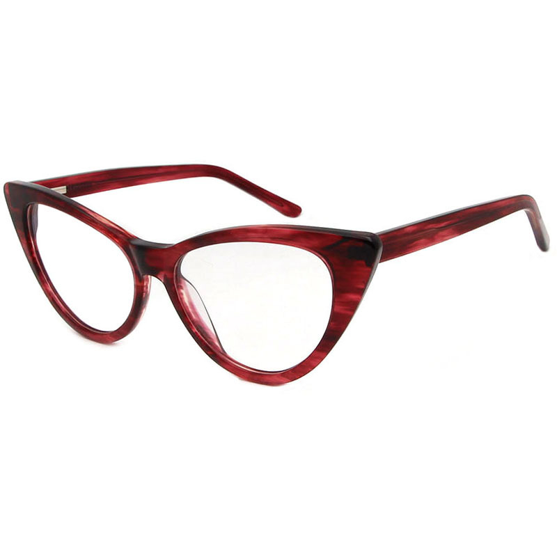 Hexagon black acetate optic eyeglass frames