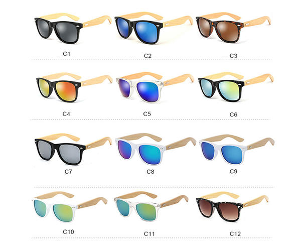 Custom Logo Fashion Luxury Bamboo Wood Sunglasses for Men Women Blinds Sun Shades CE