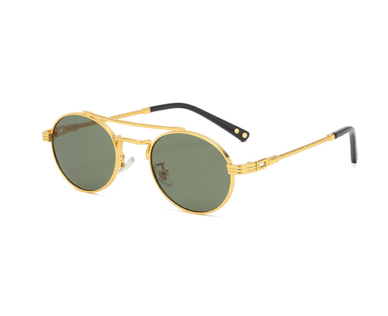 Retro small round sunglasses 2022 UV400 Double Bridge Metal Glasses sunglasses women men blue mirror lens shades