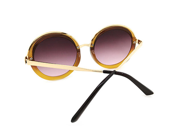 Round shape copper temple uv400 cat 3 lens women sunglasses