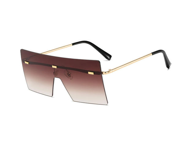 Custom flat top rimless men women fashion oversized sunglasses one piece lens sun glasses