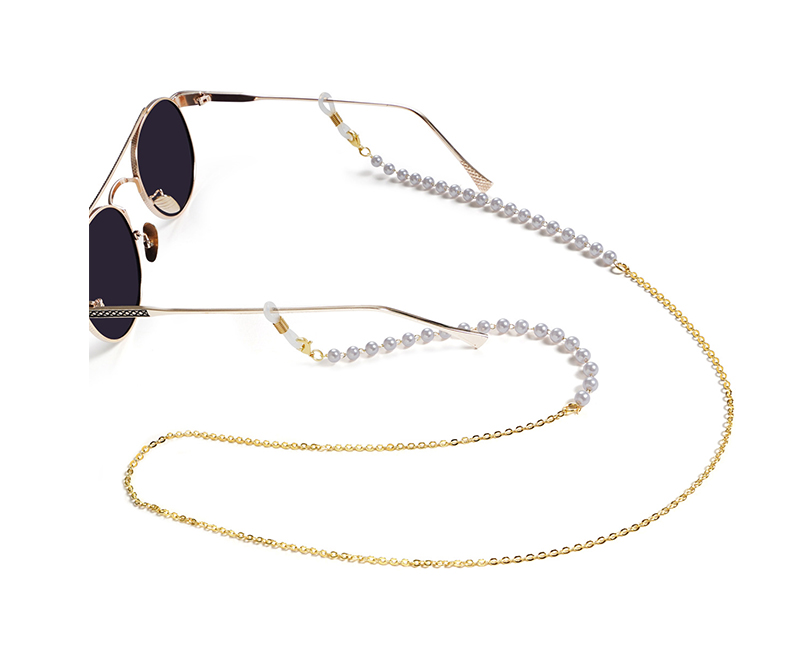 Pearl Glasses Chain-sunglass Strap in Gold With 