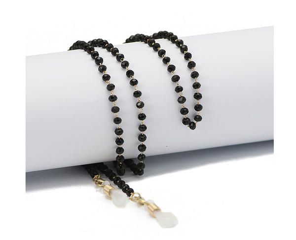 Stylish simple handmade black crystal bead chain designer eyeglasses chain