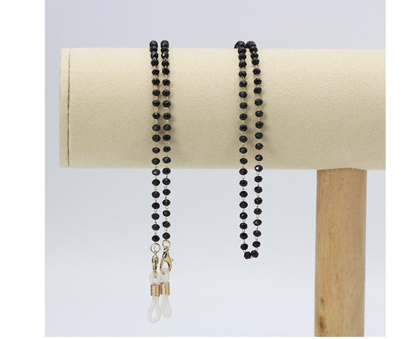 Stylish simple handmade black crystal bead chain designer eyeglasses chain